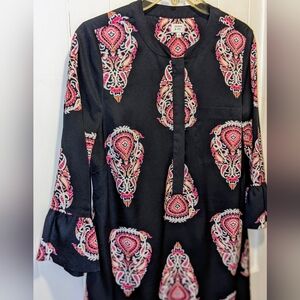 CROWN & IVY SZ. 8 NAVY & PAISLEY SLIP ON DRESS